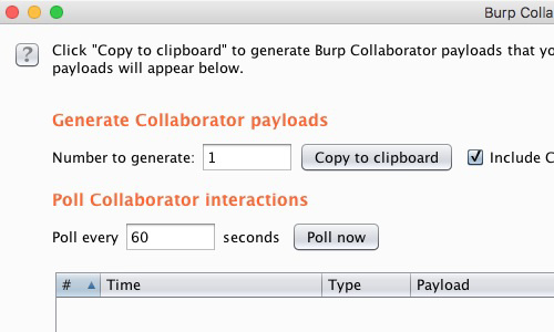 将Burp合作者有效载荷复制到剪贴板
