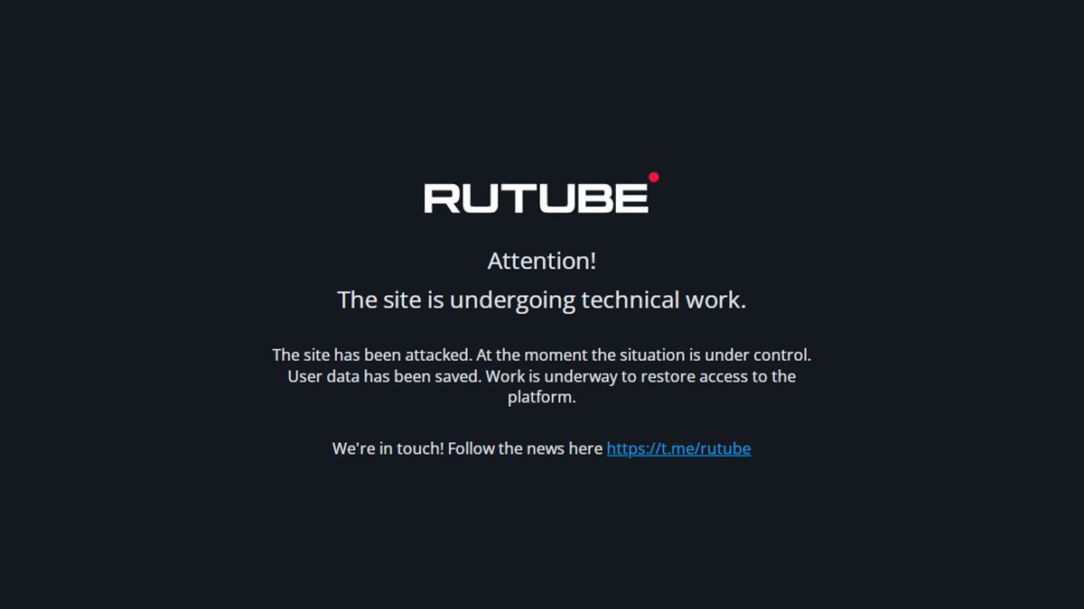 自2022年5月9日以来，Rutube一直处于离线状态