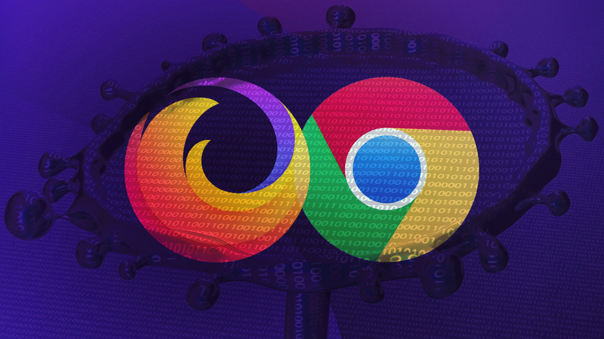 Google和Firefox徽标在紫色背景上